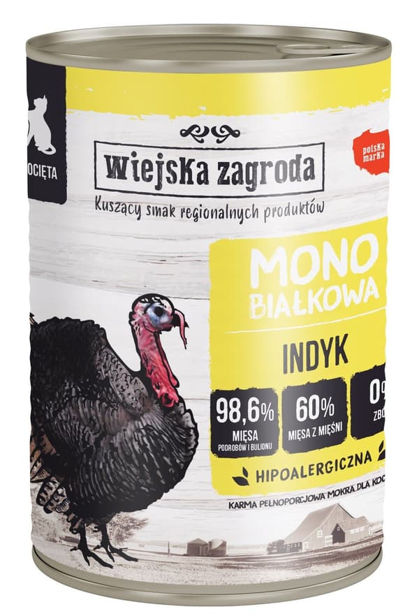 Wiejska Zagroda | Monoprotein vådfoder til killinger | 400g dåse - Killing | Kalkun 400 g
