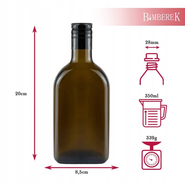 50x ROMflaskor 350ML för alkohollikör romkork 28x38 lång