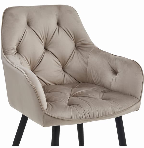 JORK stol - mørk beige velour / sorte ben x 1