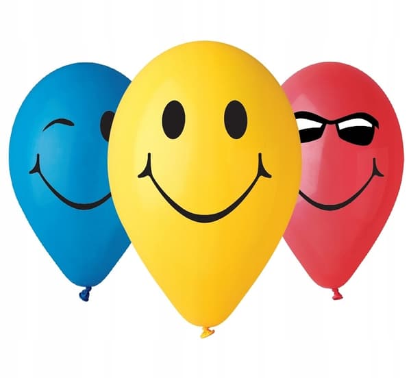 Premium Smiley Balloner, 30 cm, 5 stk.
