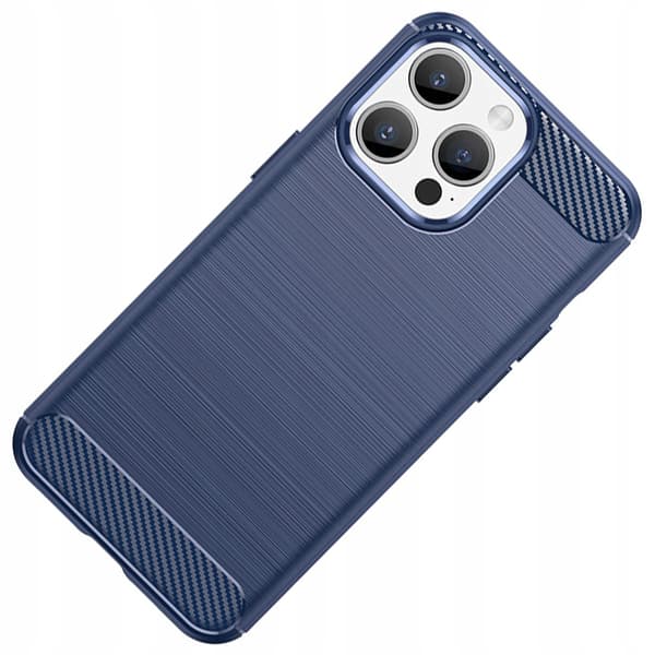 Fleksibelt cover med kulstofmønster til iPhone 15 Pro - blå