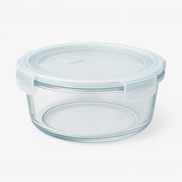 Hermetisk rund glasbehållare 950 ml för mat, middag, lunch