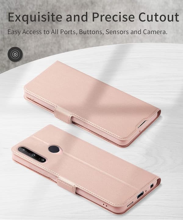 ETUI TIL HUAWEI P40 LITE E PU LÆDER PINK MED FLAP TEGNEBOG