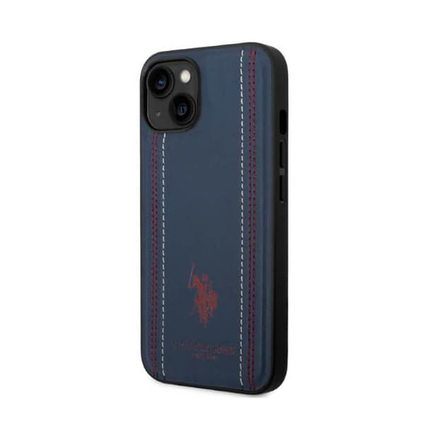 US Polo Assn Lädersöm - iPhone 14 Plus-skal (Marinblå)