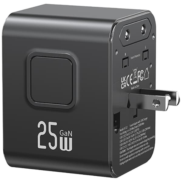 USAMS Rejseadapter CC309 2xUSB-C 25W 4-i-1 US/AU/EU/UK Sort