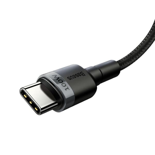 Baseus Cafule USB-C til USB-C kabel, QC 3.0, PD 2.0, 100W, 5A, 2m (Grå-Sort)