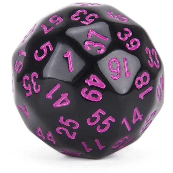 RPG terning 60-sidet D60 sort og lilla