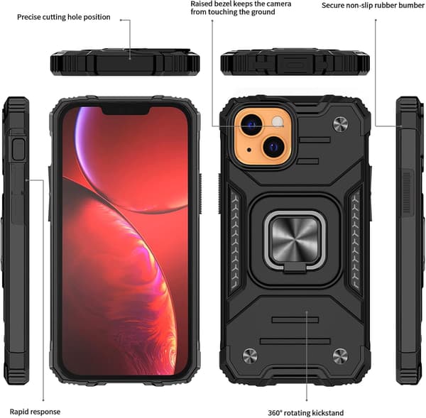 FODRAL TILL APPLE IPHONE 13 MINI ARMOR SVART + 2 ST HÄRDAT GLAS