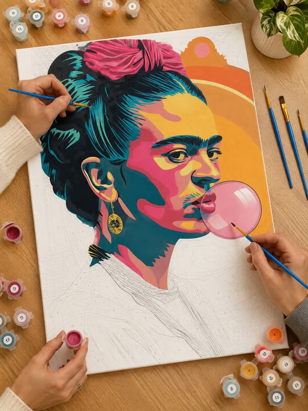 Målning med siffror med ram Frida Kahlo 40x50 cm