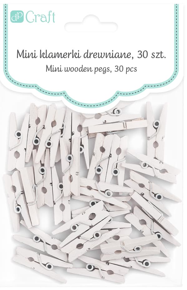 Mini träklämmor vita 2,5 cm 30 st