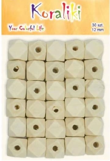 Geometriset puuhelmet 12 mm, 30 kpl