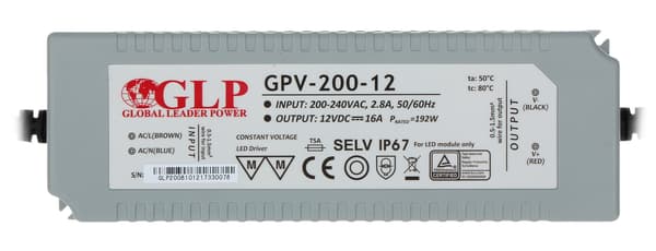 Skiftestrømforsyning 12V/16A/GPV