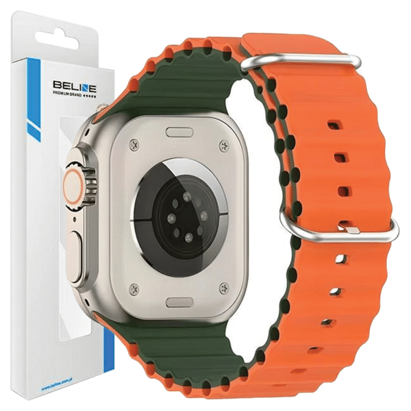 Beline Apple Watch Silikone Waves Rem 38/40/41mm Grøn-Orange Æske