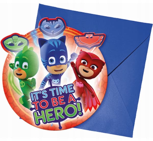 "PJ Masks" invitationer, 6 stk.