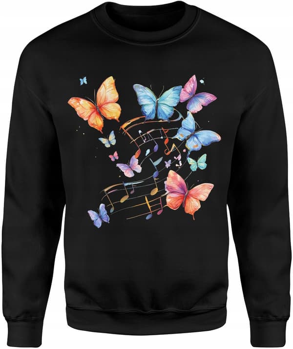 HERRESWEATSHIRT MED DYR, SOMMERFLUG, MUSIKNODER, PRINT, BOMULD XXL