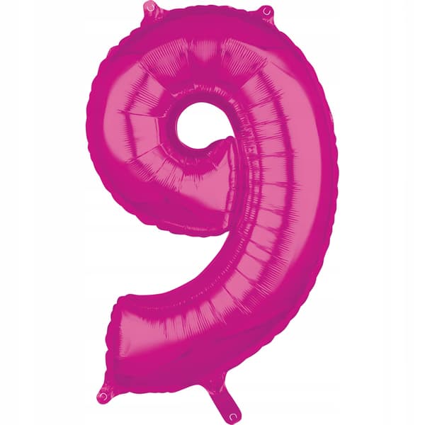 Folieballon 26" pink nummer ""9"", 1 stk.