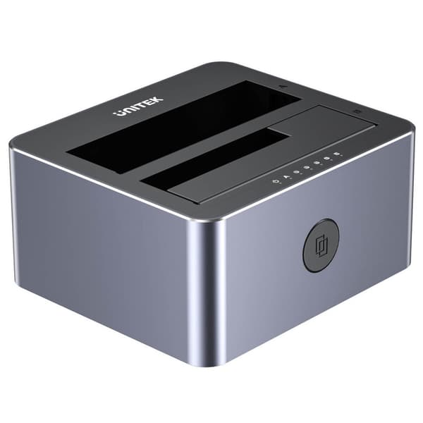 UNITEK Kloonausasema 2x SATA 2.5/3.5 USB-C 10 Gbit/s Harmaa