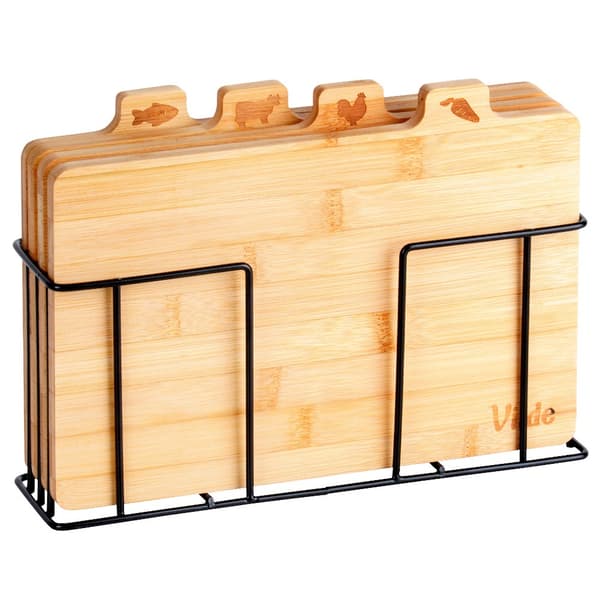 Bambu skärbrädor med stativ 28x20 cm 4 st