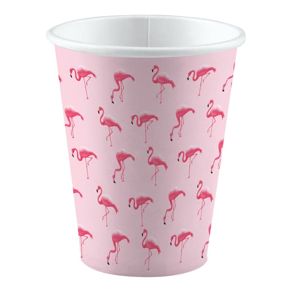 Rosa Flamingo pappmugit 250 ml 8 kpl