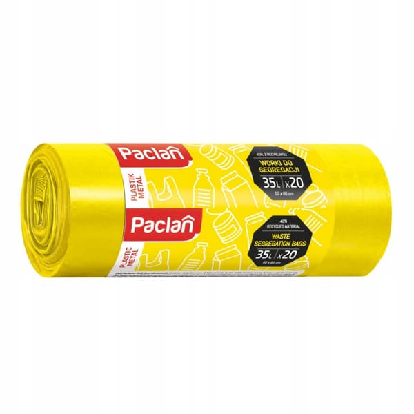 Paclan affaldssække til sortering plastik 35l 20 stk gul NEW