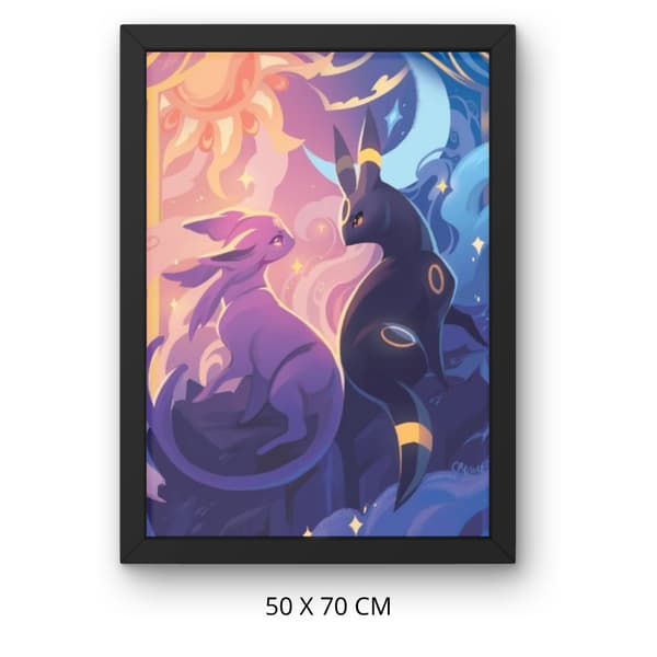 Måla efter nummer-bild med ram Pokémon Umbreon och Espeon 50x70 cm