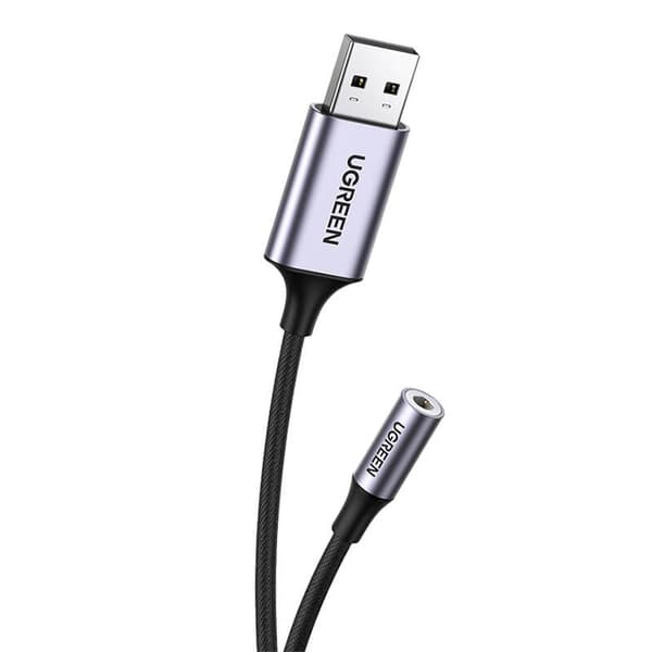 UGREEN CM477 Ljudadapter, USB till Mini Jack 3,5 mm AUX (Grå)