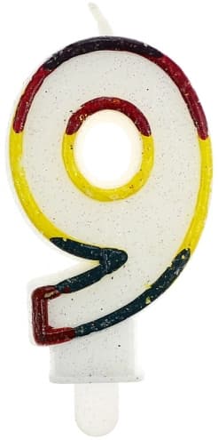 Glitteröity numeroida valo "9", 1 kpl