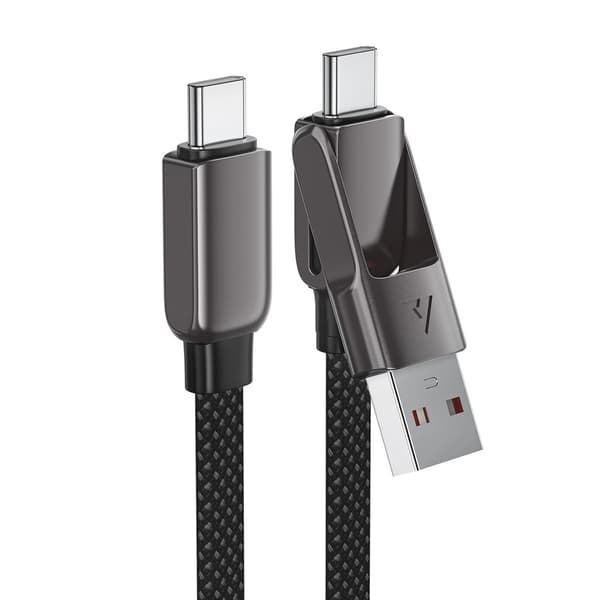 Acefast C13-05 USB-C - USB-A / USB-C Kabel 480Mb/s 3A 0,2m - Sort