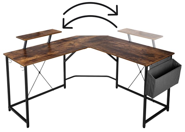 Hjørneskrivebord med udtræk AMORA RUSTIC