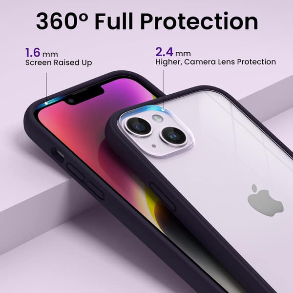 FODRAL TILL APPLE IPHONE 14 PLUS LILA RAM 2X GLAS
