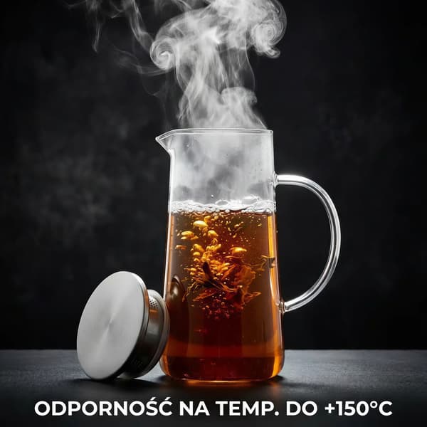 1,3L GLASKANDE MED LÅG TIL SERVERING AF TE, VAND, JUICE OG GLØGG