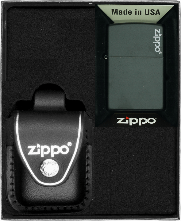 ZIPPO Lighter Sort Mat Logo Gavesæt Nr. 3