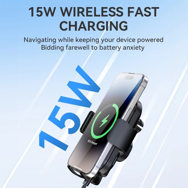 Wozinsky WUMID Bilholder til Dashboard med 15W Induktiv Oplader - Sort