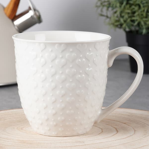 Keramik kaffekoppar med öra vit 580 ml 4-pack