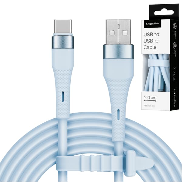 USB - USB Type-C Kabel 1 m 15W Silikone Blå Kruger&Matz Basic