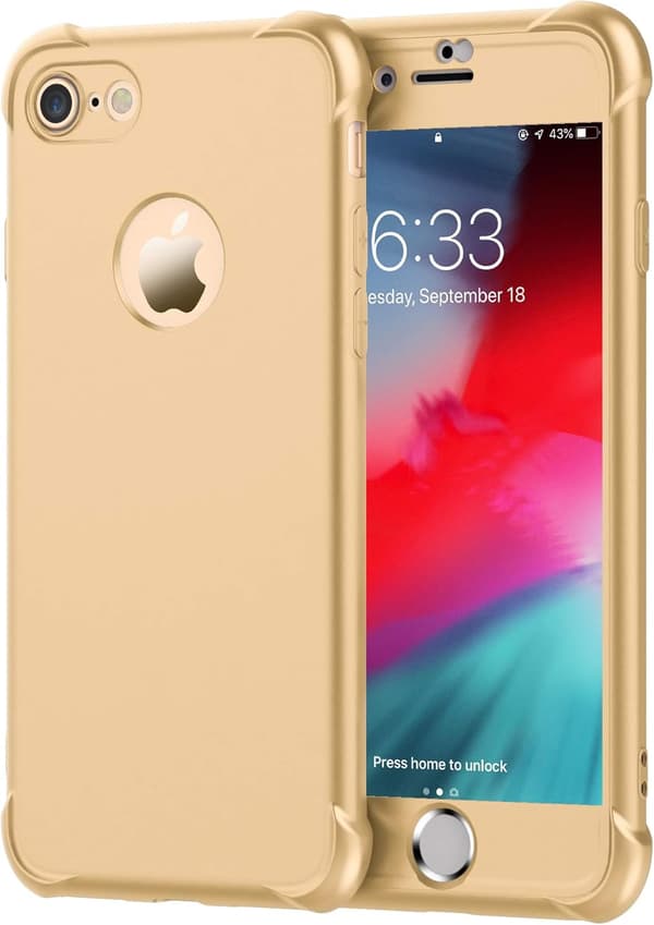 GYLLENE SKAL FÖR IPHONE 7/8 4,7' 2xHÄRDAT GLAS