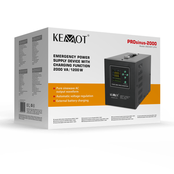 KEMOT PROsinus-2000 nødstrømforsyning 12V 230V 2000VA/1200W