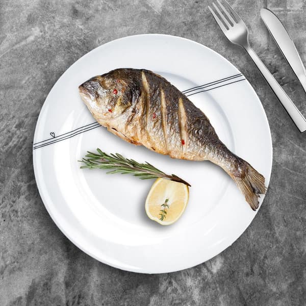 Flad porcelæns middagstallerken hvid hjerte 27 cm