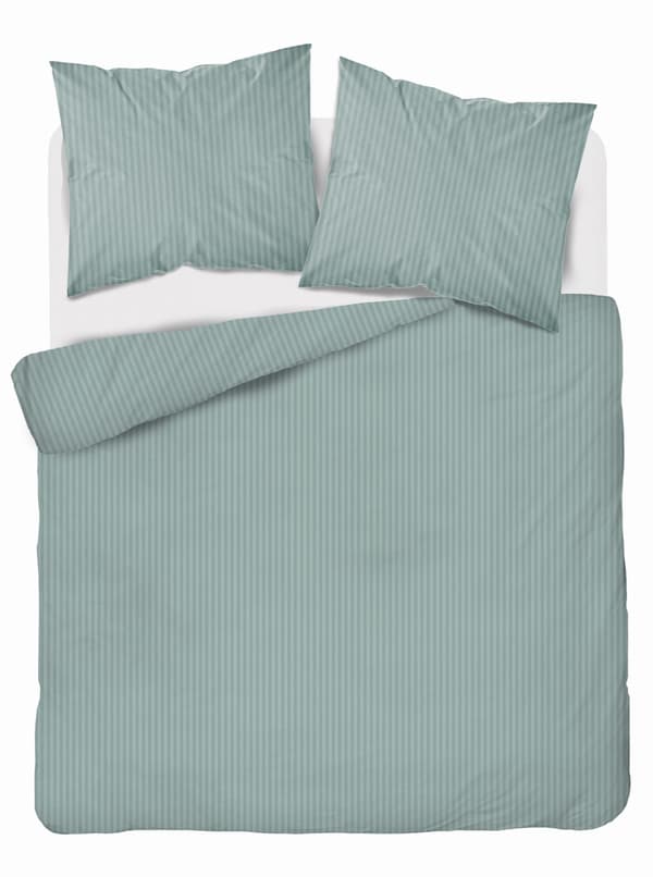 Satin Sengesæt 220x200 Glat med Premium Striber Mintgrøn