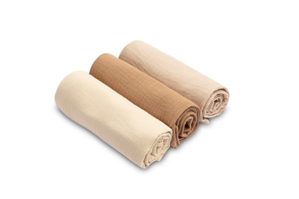 Enfärgad brun muslinblöja (Förpackning - 3 st)