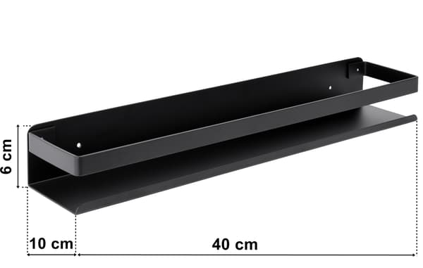 Megara loft badeværelseshylde 40 cm sort