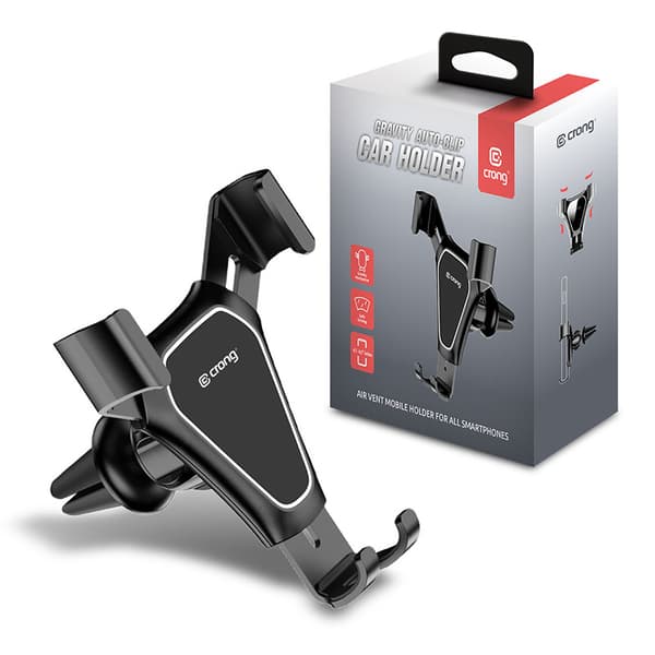 Crong Gravity Auto-Clip Bilholder - Gravity bilholder til 4,7"-6,5" telefoner (sort)