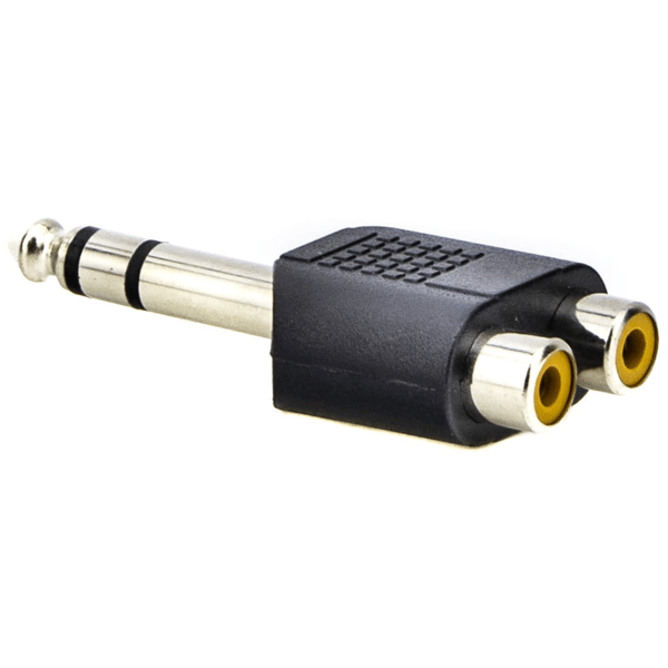 Adapter stereo jack 6,3 mm han til 2x RCA hun
