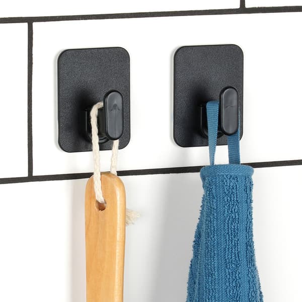 Selvklæbende krog sort 5x6,5 cm 2 stk.
