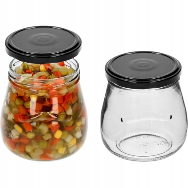 Sylteglas med sorte låg 6 stk 500 ml