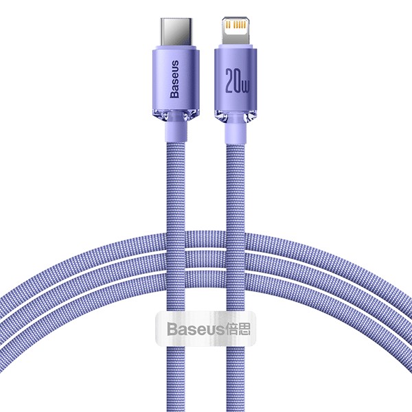 Baseus Crystal Shine USB-C til Lightning-kabel, 20W, PD, 1,2m (lilla)