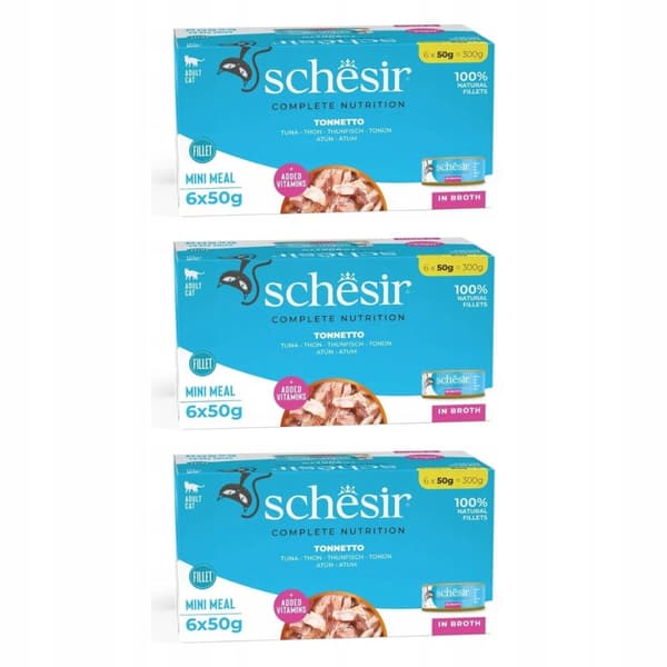 Schesir Multipak tonfisk våtfoder för katter 18 x 50 g