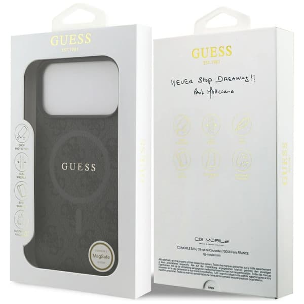 Guess 4G Ring Classic Logo MagSafe -kotelo iPhone 17 Pro Maxille - musta