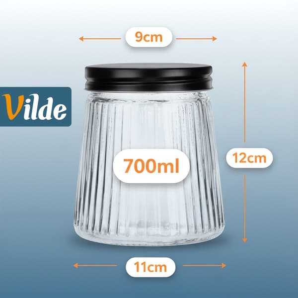 Glasbeholder til tørvarer med låg 700 ml