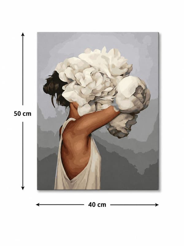 Målning med siffror kvinna med blomma 40x50 cm